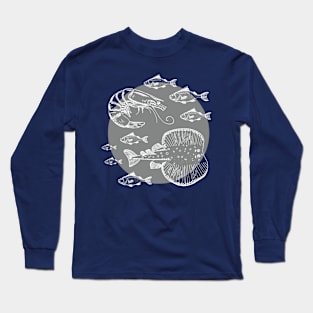 Sea Fishes - Hand Drawn - Grey Long Sleeve T-Shirt